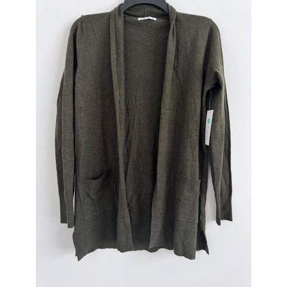 Pink Clover Womens Olive Open Front Cardigan Sweater With Pockets Size S - Picture 1 of 9